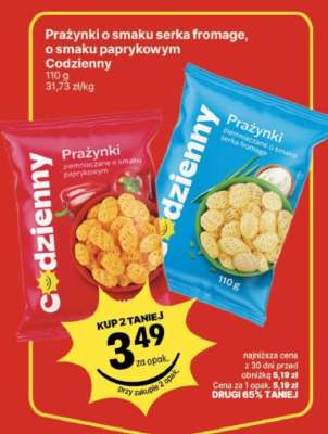Prażynki o smaku serka fromage, o smaku paprykowym Codzienny