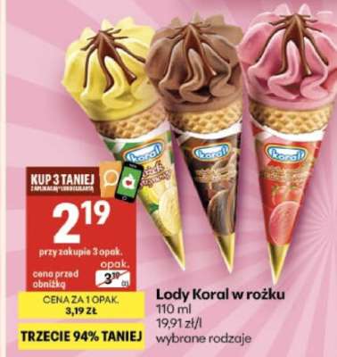 Lody Koral w rożku