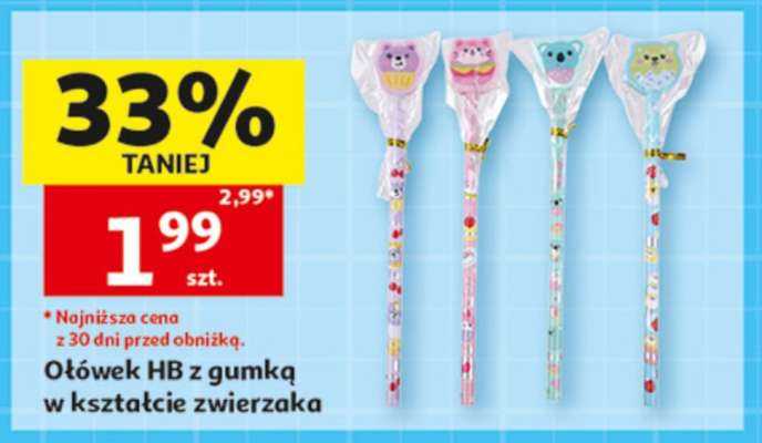 Ołówek HB z gumką w kształcie zwierzaka