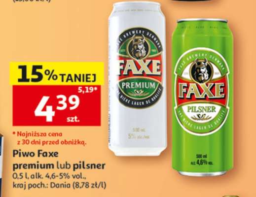 Piwo Faxe premium lub pilsner