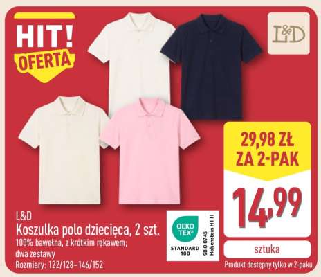 L&D Koszulka polo dziecięca, 2 szt.