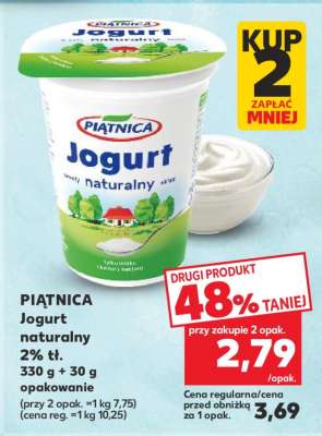 PIĄTNICA Jogurt naturalny 2% tł. 330 g + 30 g opakowanie