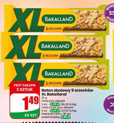 Baton zbożowy 5 orzechów XL Bakalland