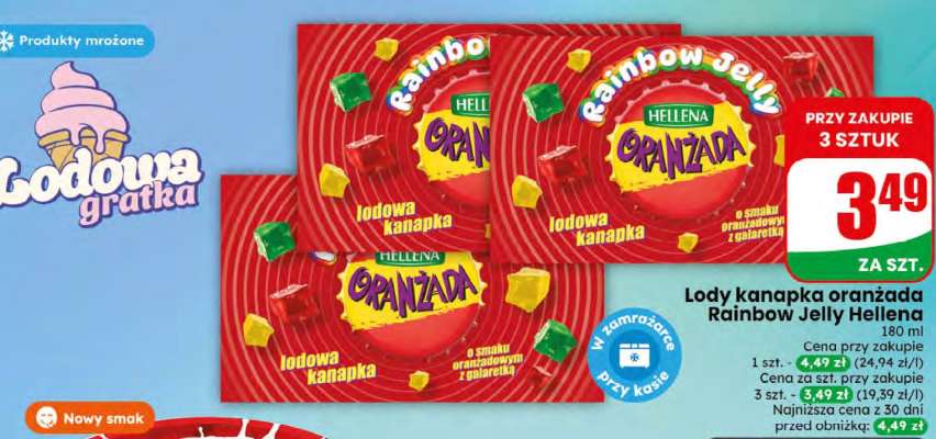 Lody kanapka oranżada Rainbow Jelly Hellena