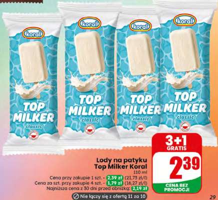 Lody na patyku Top Milker Koral