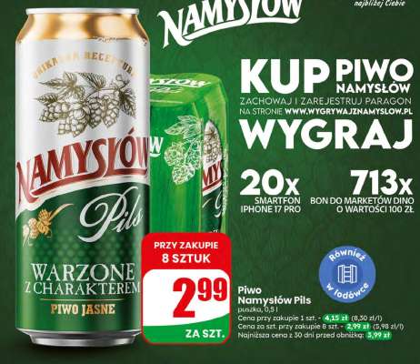 Piwo Namysłów Pils puszka, 0,5 l
