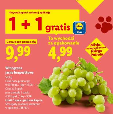 Winogrona jasne bezpestkowe