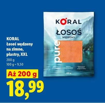 KORAL Łosoś wędzony na zimno, plastry, XXL