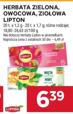 Herbata zielona, owocowa, ziołowa Lipton