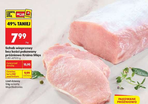Schab wieprzowy bez kości pakowany próżniowo Kraina Mięs