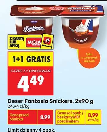 Deser Fantasia Snickers, 2x90 g