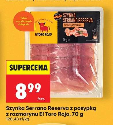 Szynka Serrano Reserva z posypką z rozmarynu El Toro Rojo, 70 g