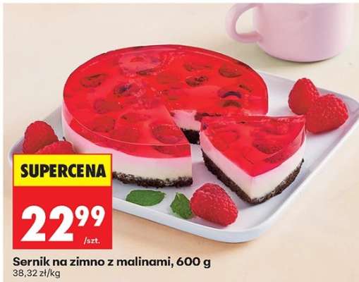 Sernik na zimno z malinami, 600 g