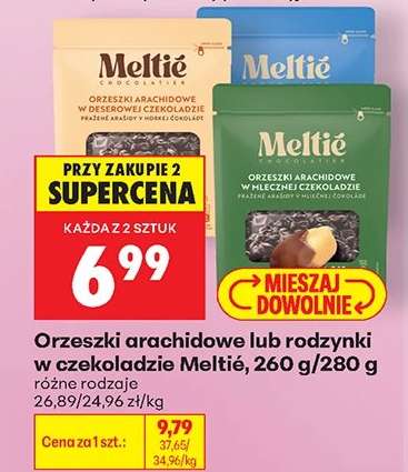 Orzeszki arachidowe lub rodzynki w czekoladzie Meltié, 260 g-280 g
