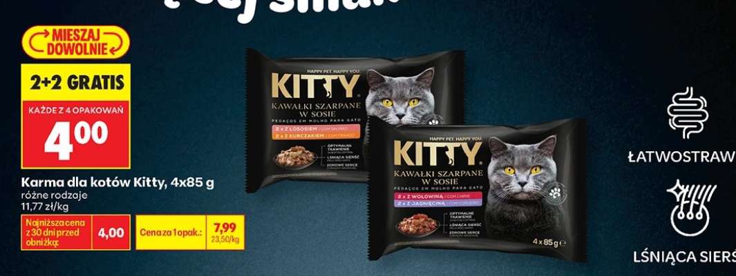 Karma dla kotów Kitty, 4x85 g
