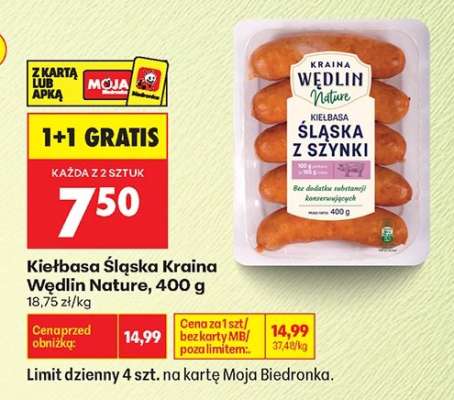 Kiełbasa Śląska Kraina Wędlin Nature, 400 g