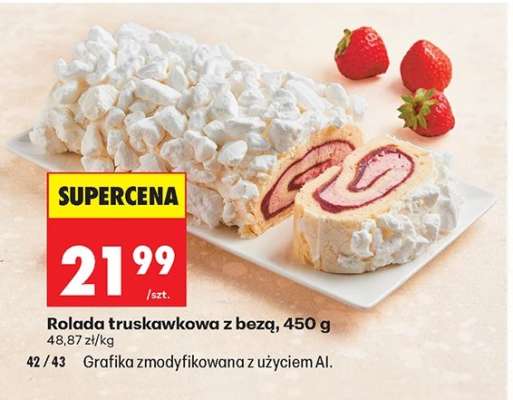 Rolada truskawkowa z bezą, 450 g