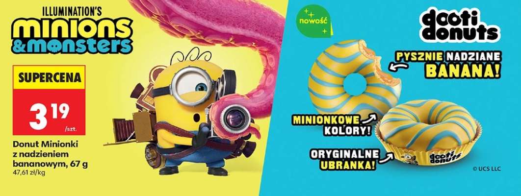 Donut Minionki z nadzieniem bananowym, 67 g