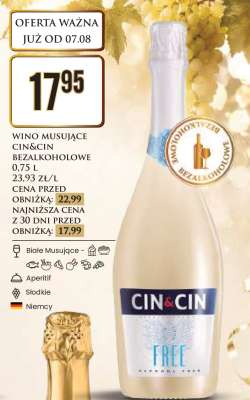 WINO MUSUJĄCE CIN&CIN BEZALKOHOLOWE 0,75 L