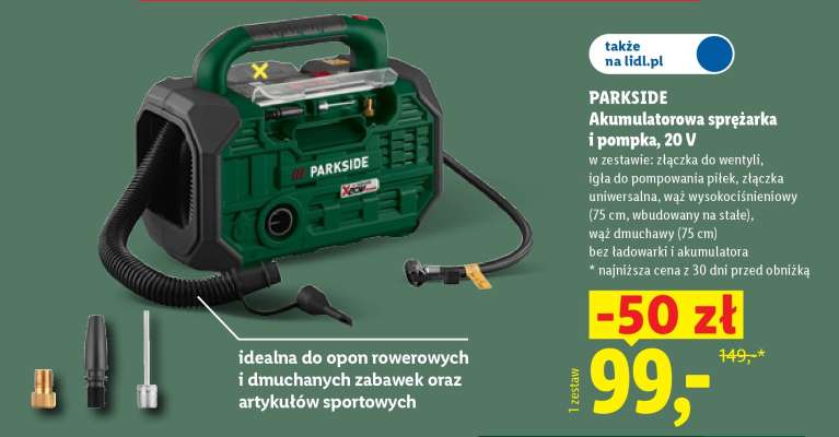 Parkside Akumulatorowa sprężarka i pompka, 20 V