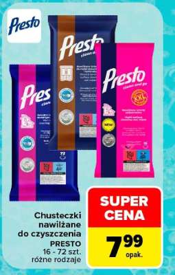 Chusteczki nawilżane do czyszczenia PRESTO
