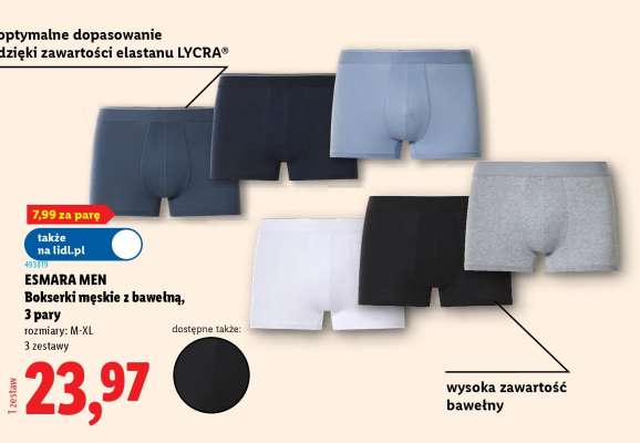Esmara men Bokserki męskie z bawełną, 3 pary