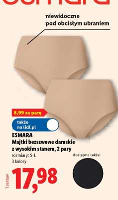 ESMARA Majtki bezszwowe damskie z wysokim stanem, 2 pary