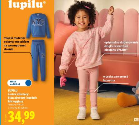 LUPILU Zestaw dziecięcy: bluza dresowa i spodnie lub legginsy