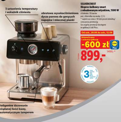 SILVERCREST Ekspres kolbowy smart z wbudowanym młynkiem, 1500 W
