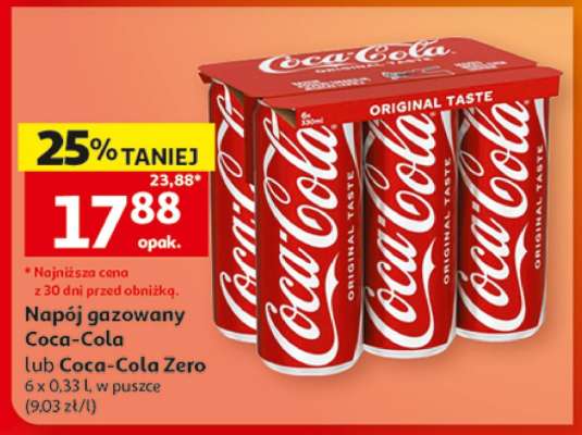 Napój gazowany Coca Cola lub Coca Cola zero