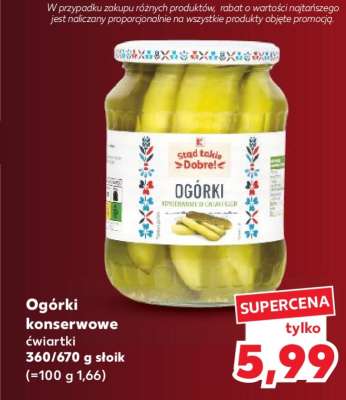 Ogórki konserwowe ćwiartki 360/670 g słoik