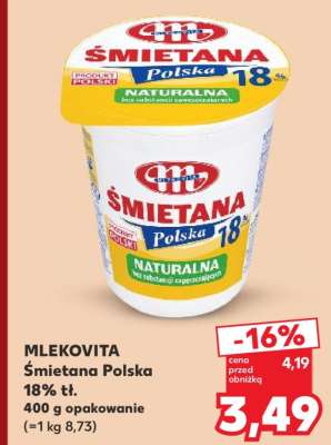 MLEKOVITA Śmietana Polska 18% tł.