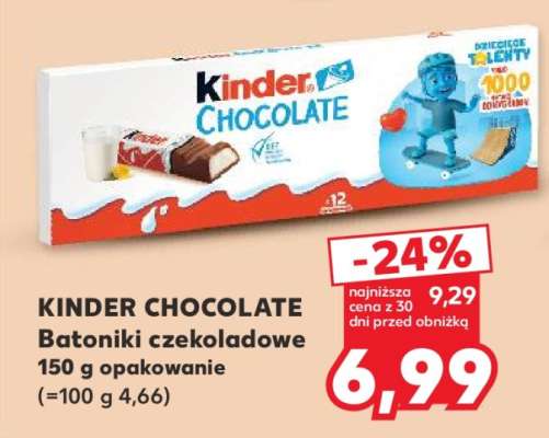 KINDER CHOCOLATE Batoniki czekoladowe 150 g opakowanie