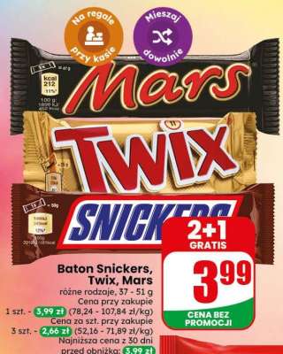 Baton Snickers, Twix, Mars
