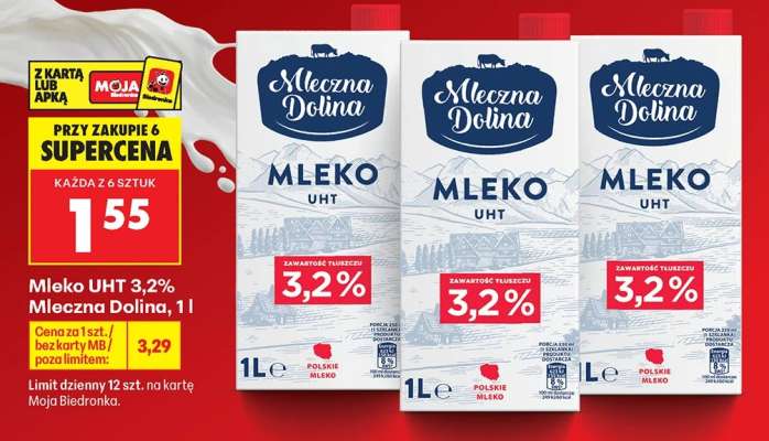 Mleko UHT 3,2% Mleczna Dolina, 1 l