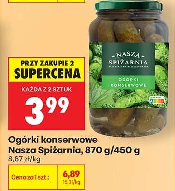 Ogórki konserwowe Nasza Spiżarnia, 870 g/450 g