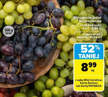 Winogrona jasne bezpestkowe