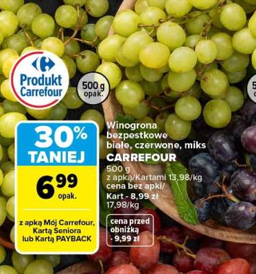 Winogrona bezpestkowe białe, czerwone, miks
