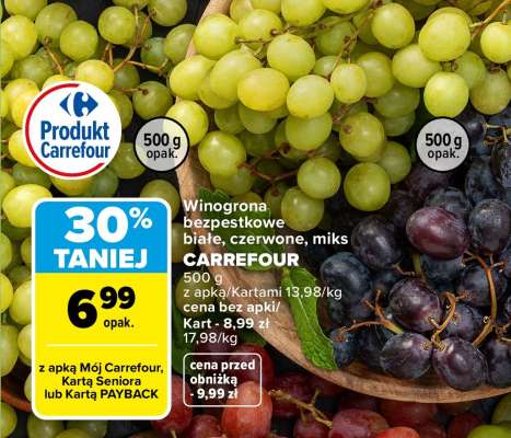 Winogrona bezpestkowe białe, czerwone, miks