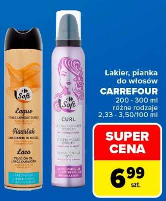 Lakier, pianka do włosów CARREFOUR