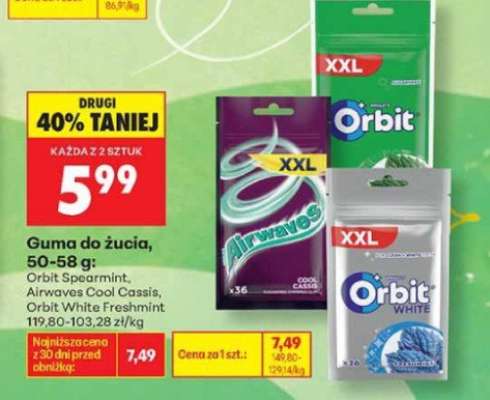 Guma do żucia, 50-58 g