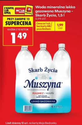 Woda mineralna lekko gazowana Muszyna Skarb Życia, 1,5 l