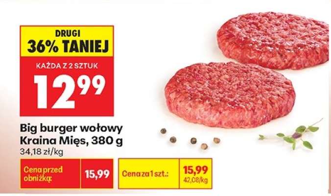 Big burger wołowy Kraina Mięs, 380 g