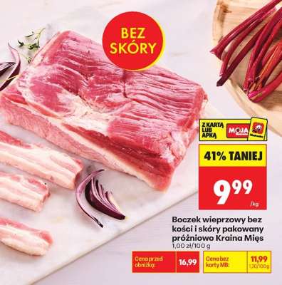 Boczek wieprzowy bez kości i skóry pakowany próżniowo Kraina Mięs