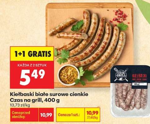Kiełbaski białe surowe cienkie Czas na Grill,, 400 g