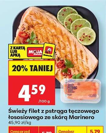 Świeży filet z pstrąga tęczowego łososiowego ze skórą Marinero