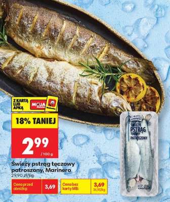 Świeży pstrąg tęczowy patroszony Marinero