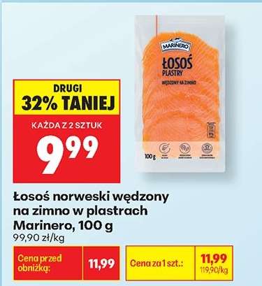 Łosoś norweski wędzony na zimno w plastrach Marinero , 100 g