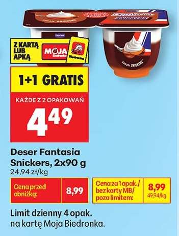 Deser Fantasia Snickers, 2x90 g
