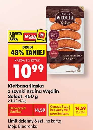 Kiełbasa śląska z szynki Kraina Wędlin Select 450 g